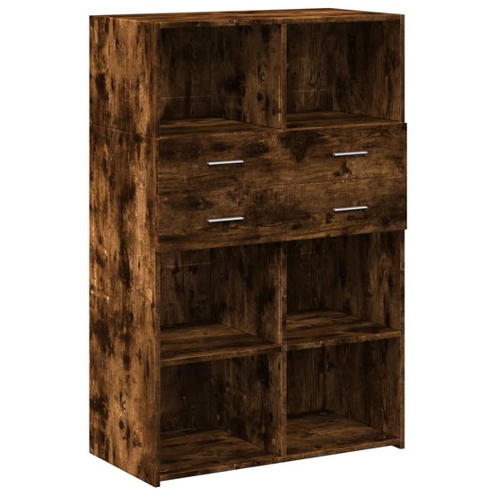 Buffet bahut commode armoire meuble de rangement organisateur cuisine salle de séjour salon haut 80 x 42,5 x 124 cm bois d'in