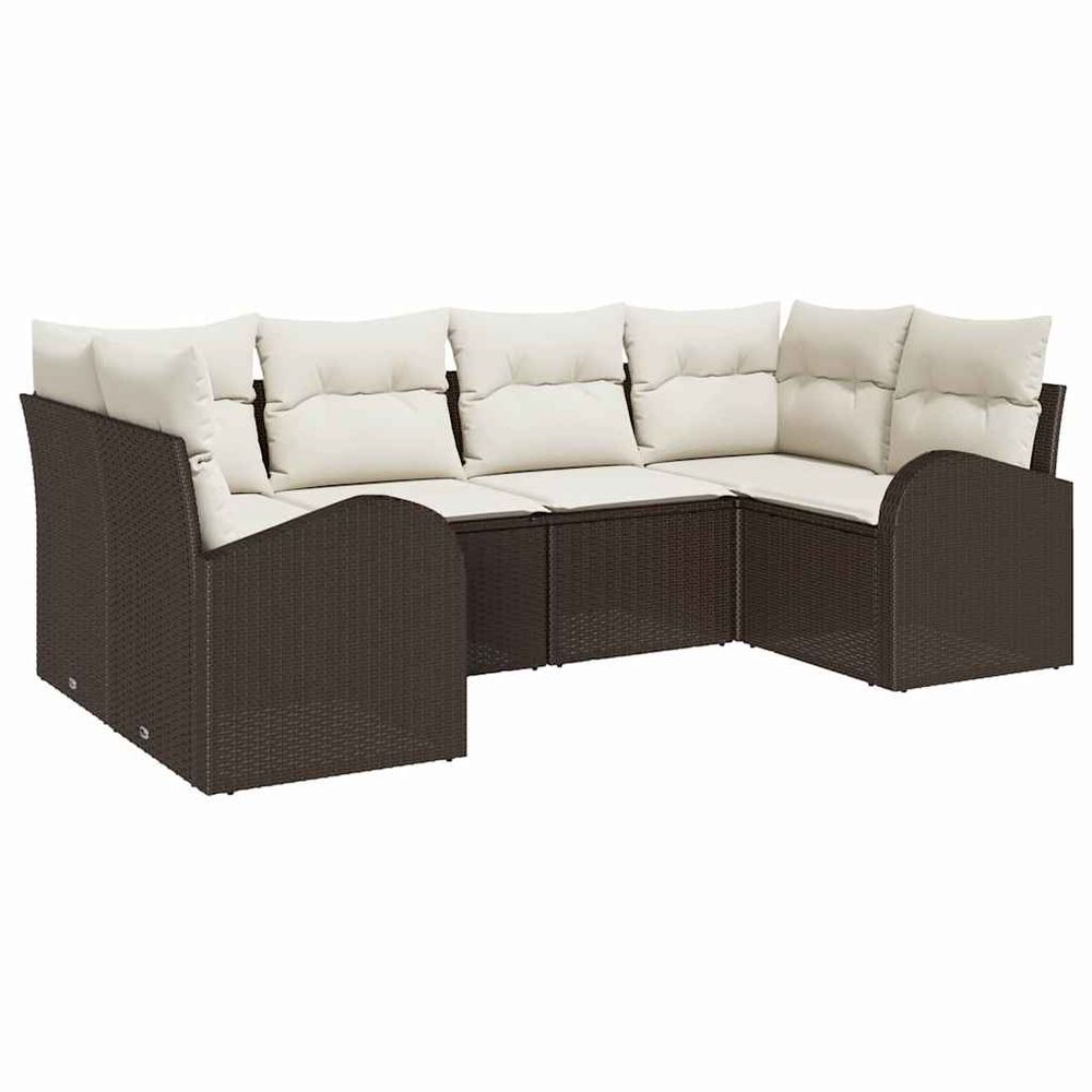 Ensemble de canapé de jardin 6 pc 6 place marron polyrotin