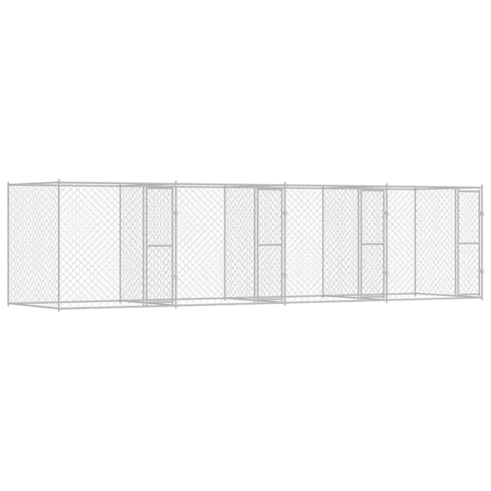 Cage pour chien 4 pcs argenté 800 x 200 x 200 cm acier et pe