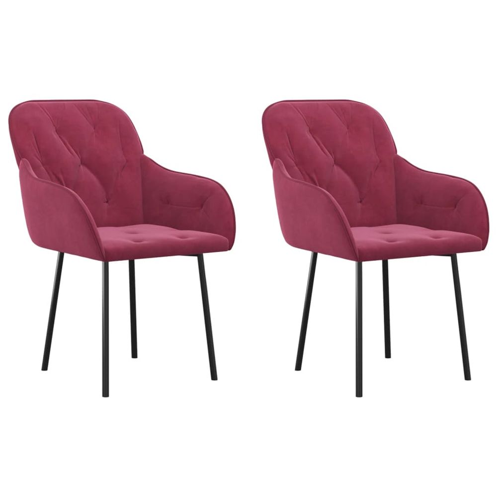 Chaises à manger lot de 2 rouge bordeaux velours