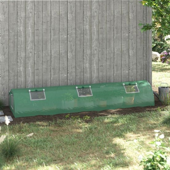 Mini serre tunnel acier et polyéthylène 300 x 80 x 45 cm verte potager protection cultures - comfortxl outdoor living
