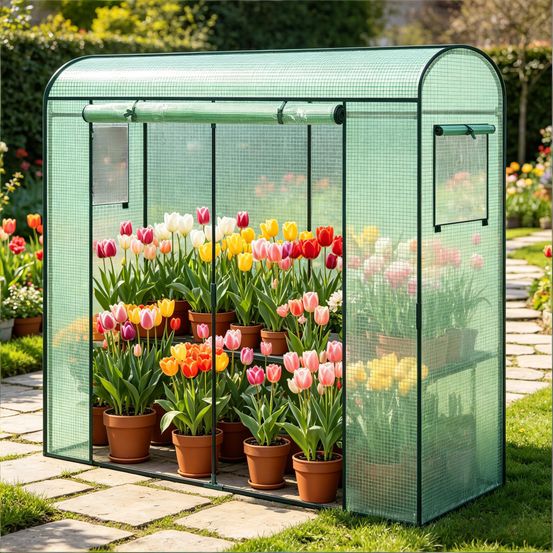 Serre tunnel jardin acier pe plantes tomates protection uv anti vent 200x68x170cm vert - comfortxl outdoor living