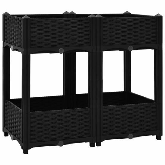 Jardinière lit surélevé plantes fleurs jardin 80 x 40 x 71 cm polypropylène noir