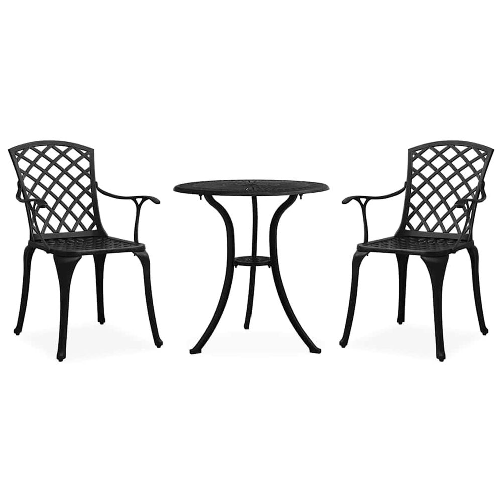 Ensemble de bistro 3 pcs aluminium coulé noir