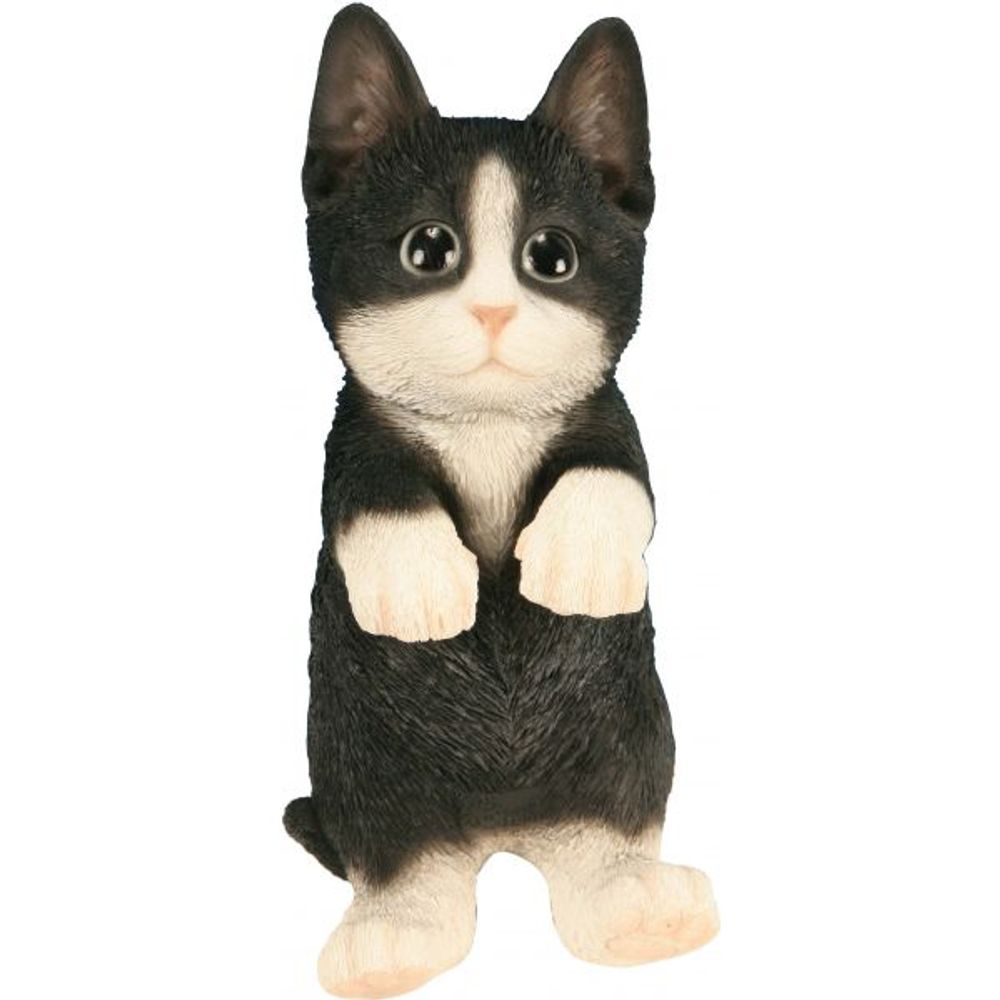 Chaton noir debout en résine 22 cm