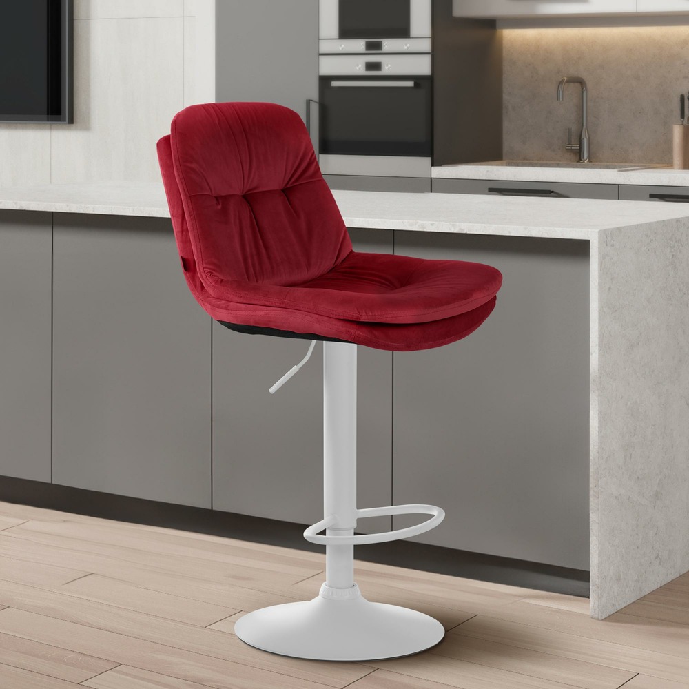 Tabouret de bar laurel velours blanc