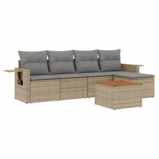 Salon de jardin avec coussins 6pcs mélange beige résine tressée