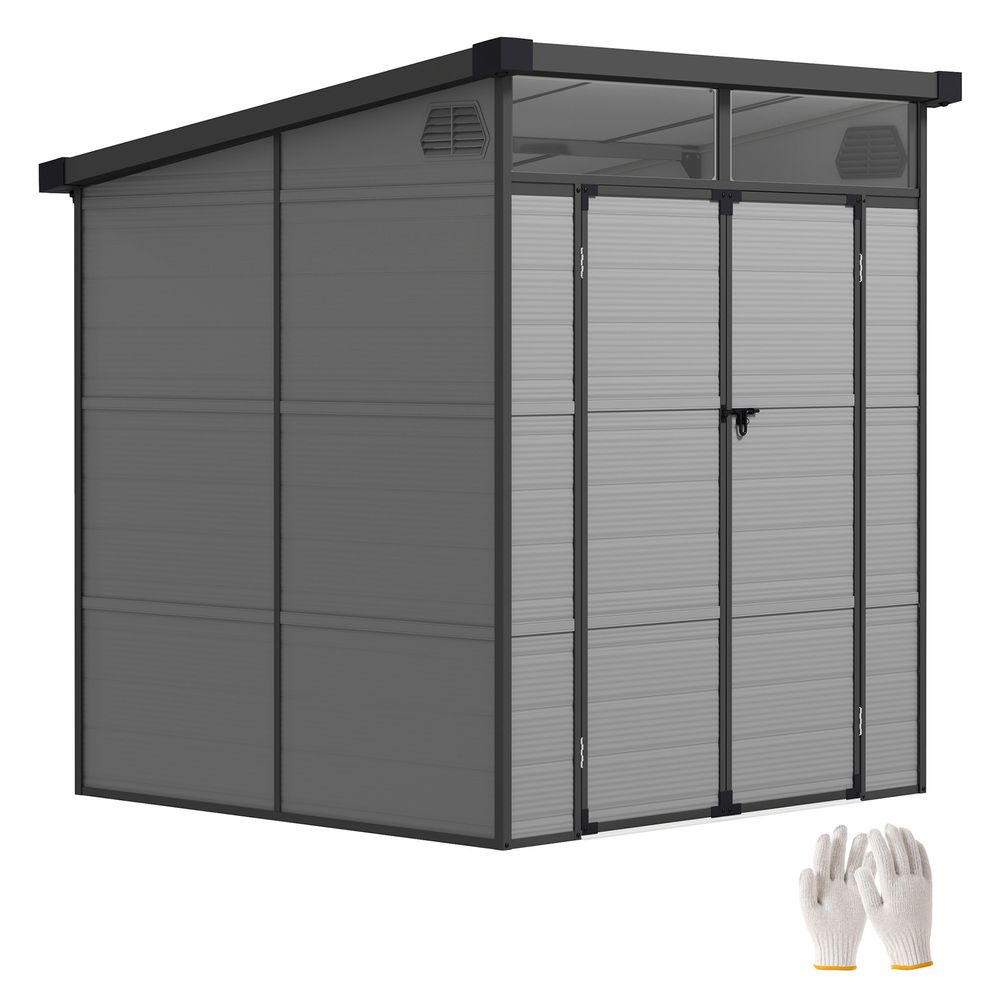 Abri de jardin en polypropylène 3,24 m² - 190 x 191 x 215 cm - 2 fenêtres, 2 portes - gris
