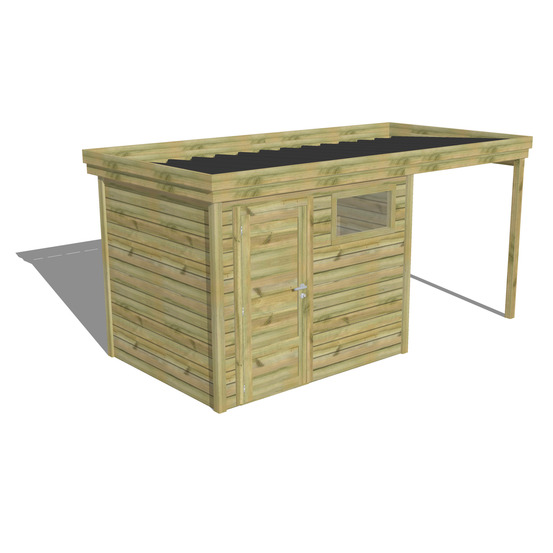 Abri de jardin bois pin traité autoclave 27mm - 4,64x2,14m / 10m2 - bac acier - abri français