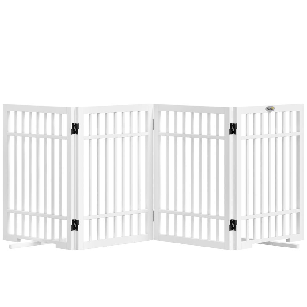 Barrière pliable chien bois blanc 183 x 61 cm autoportante pieds pivotants