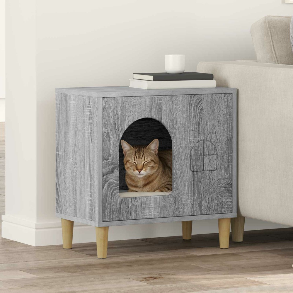 Maison pour chat gris sonoma 51 x 30 x 52 cm bois d'ingénierie