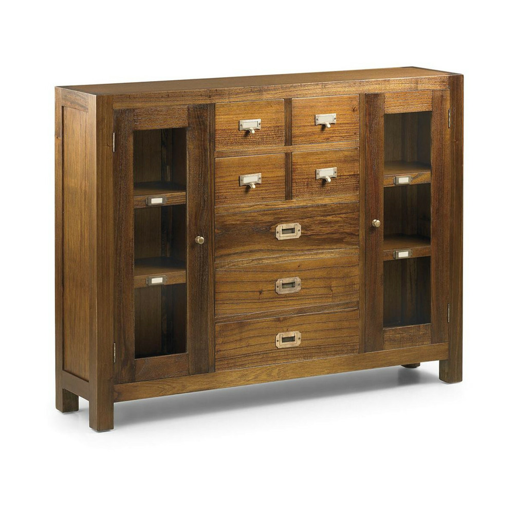 Buffet 7 tiroirs bronze bois marron - onéline décoration d'autrefois