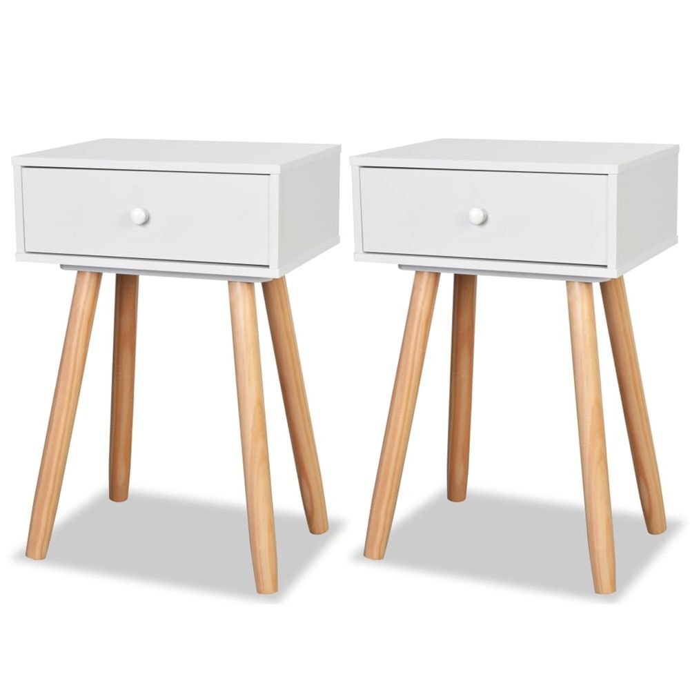Table de chevet Bois de pin massif Blanc