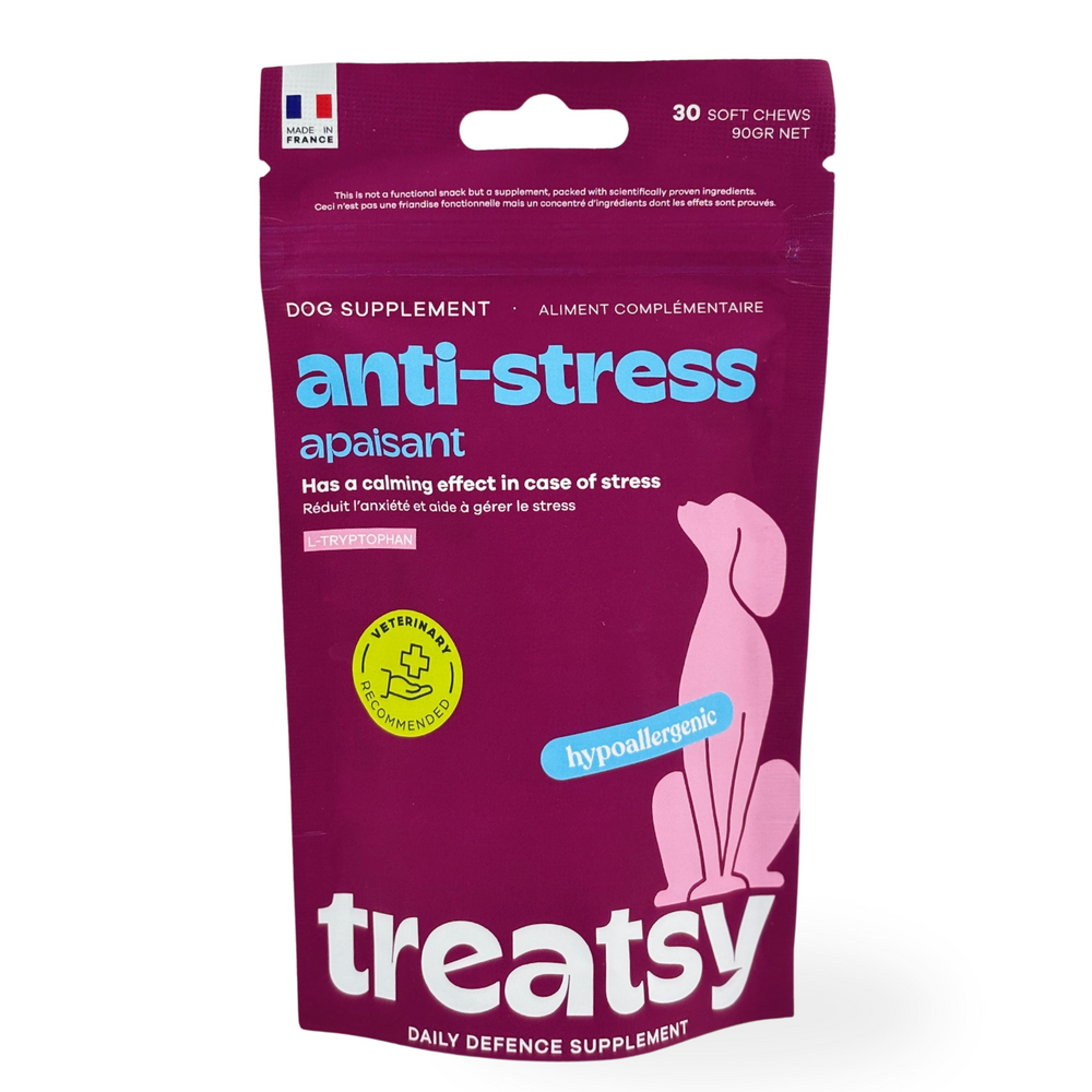 Complément Anti-Stress pour chien - aide à apaiser et à lutter contre le Stress et l'Anxiété - L-Tryptophane