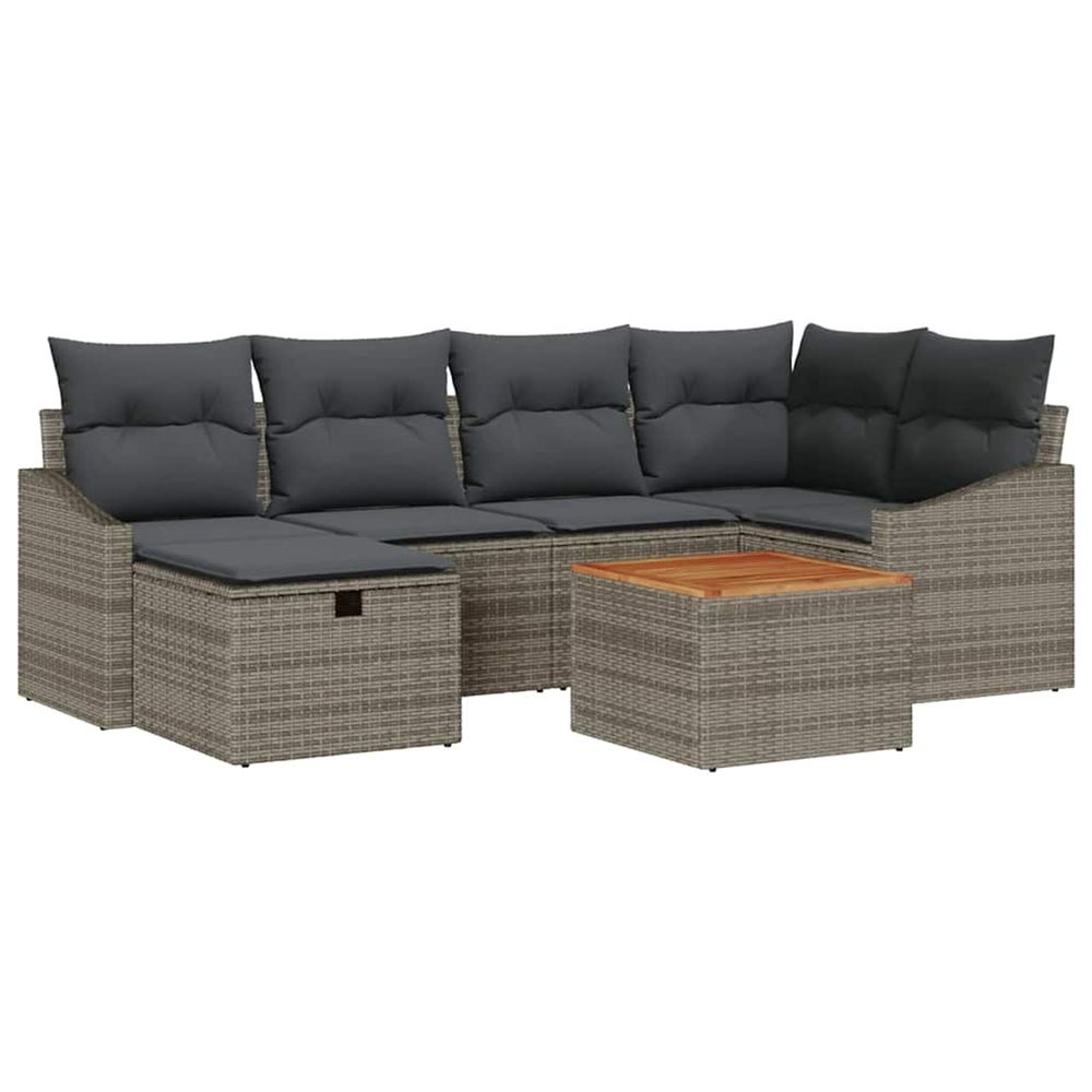 Ensemble de canapé de jardin 7 pc gris poly rotin