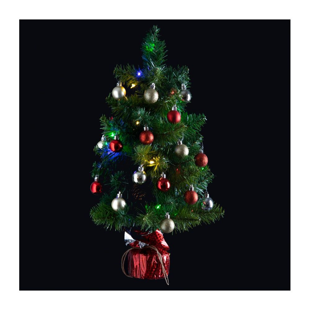 Sapin artificiel avec décoration et guirlande lumineuse h 50 cm