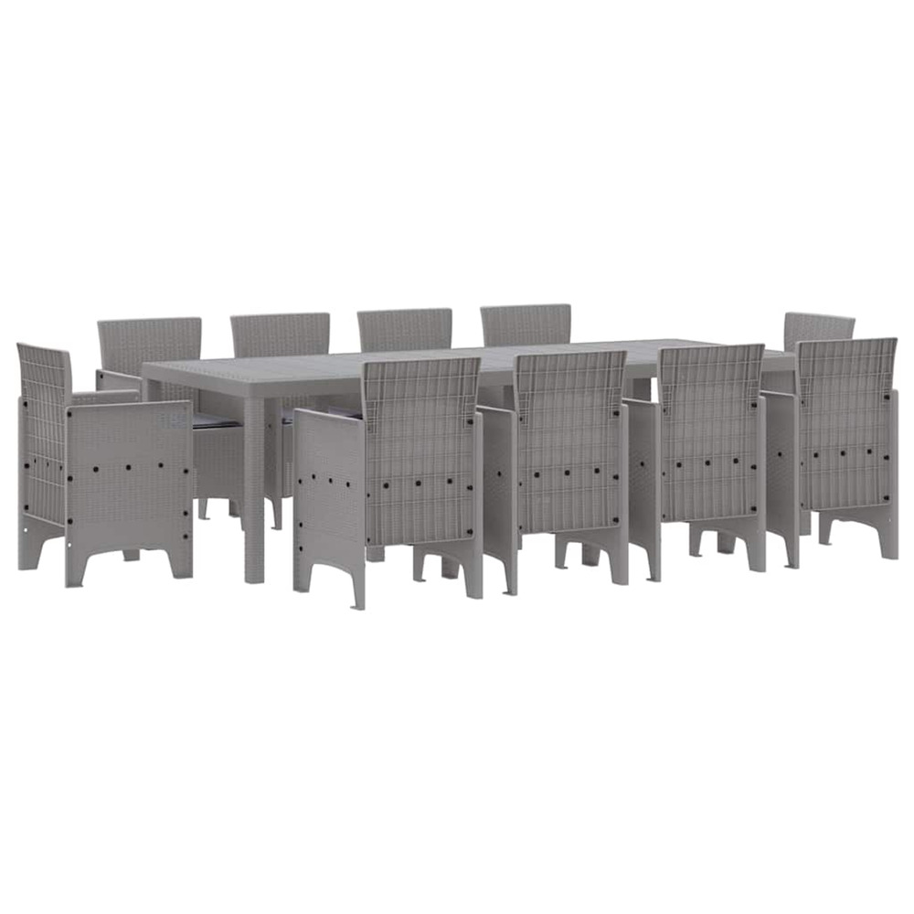Ensemble de salle à manger pour jardin 11 pcs gris clair