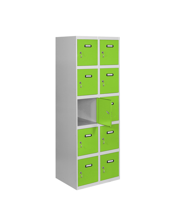 Casier-armoire simonlocker desm. 5 portes 2/10 400 (800) gr/ve gris/vert 1800x800x500 - simonrack