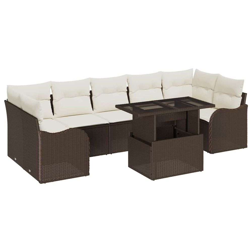 Ensemble de canapé de jardin 8 pc 7-nombre de places marron