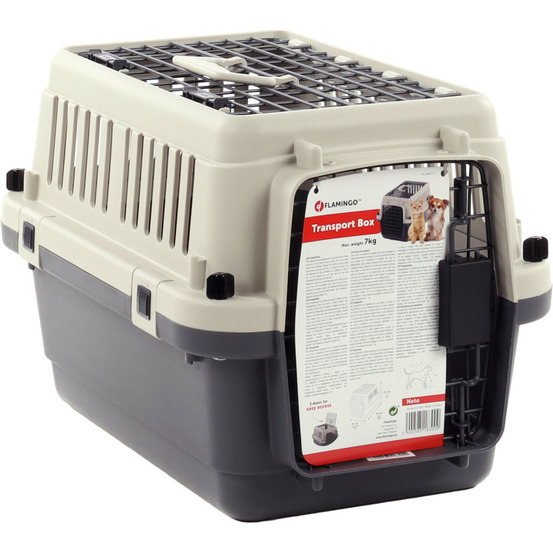 Cage de transport neto xs 33 x 50 x 33 cm grise pour chien max 7 kg