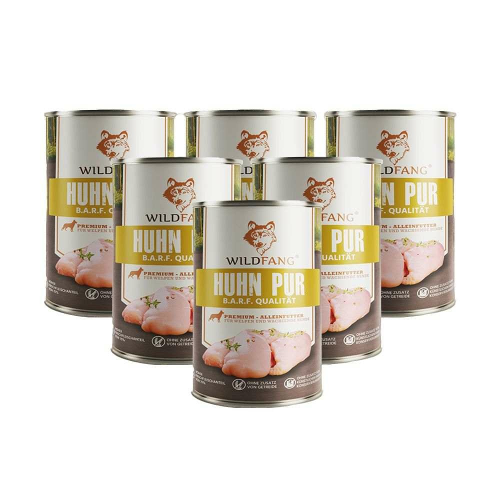 Wildfang - aliment humide pur pour poulet - qualité barf - 6 x 800 g