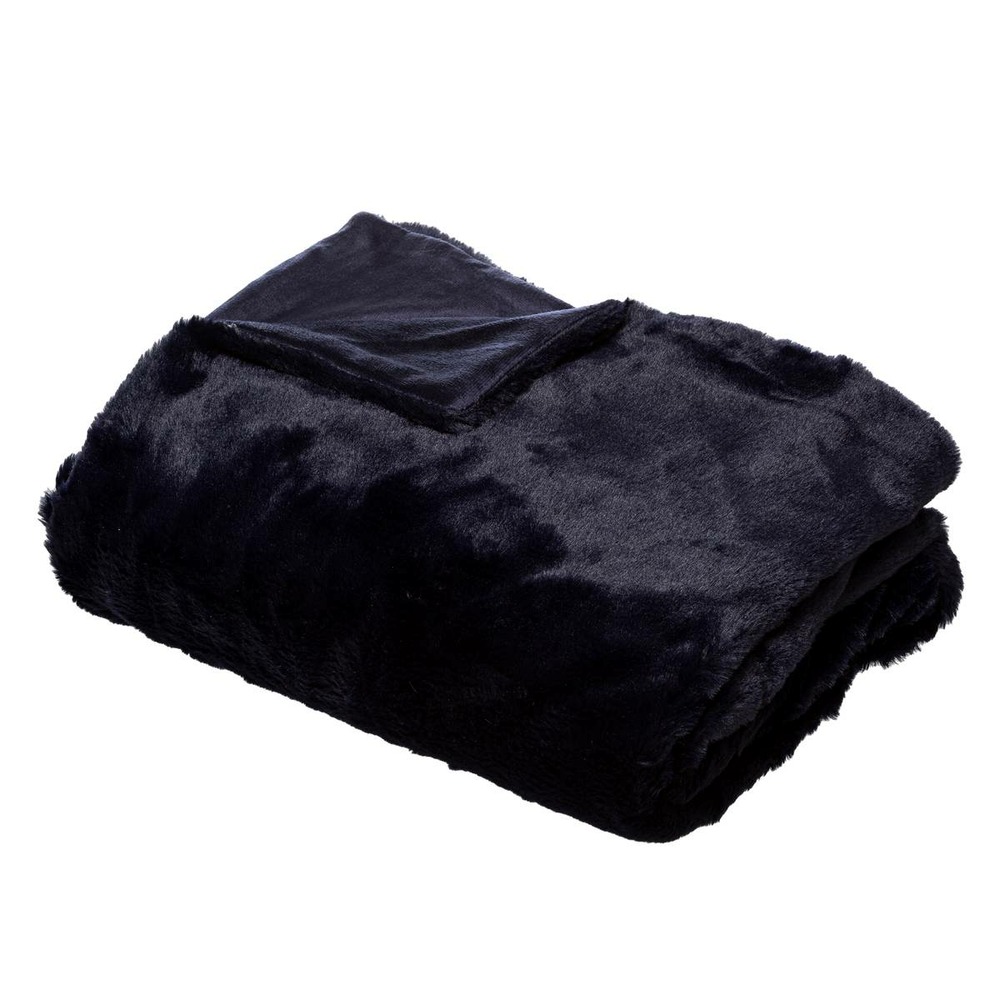 Plaid effet fourrure bleu nuit 125x150cm