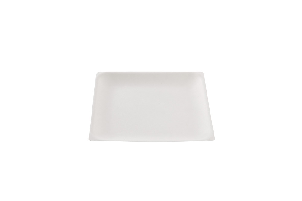 Assiette carrée blanche en canne à sucre 16 x 16 cm - 800 unités - betik