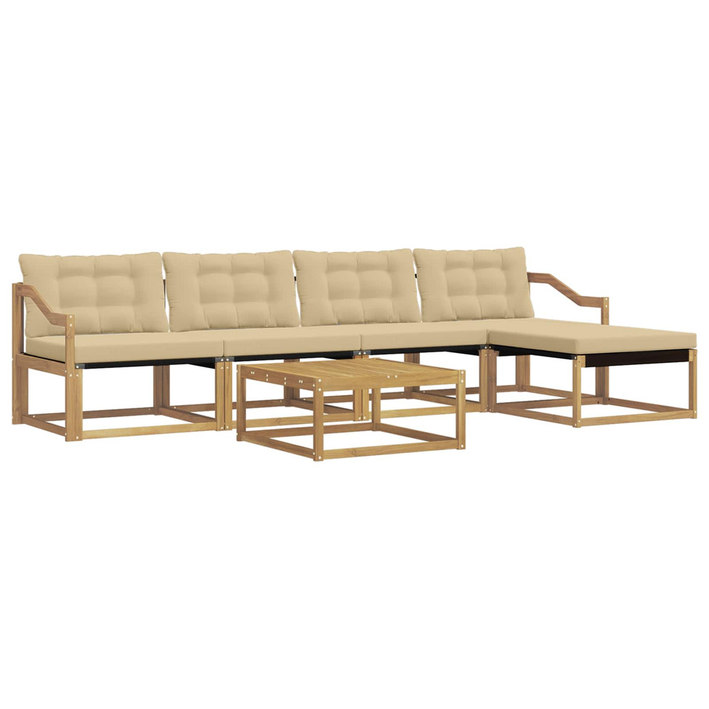 Ensemble de canapés d'extérieur 6 pcs blanc et beige