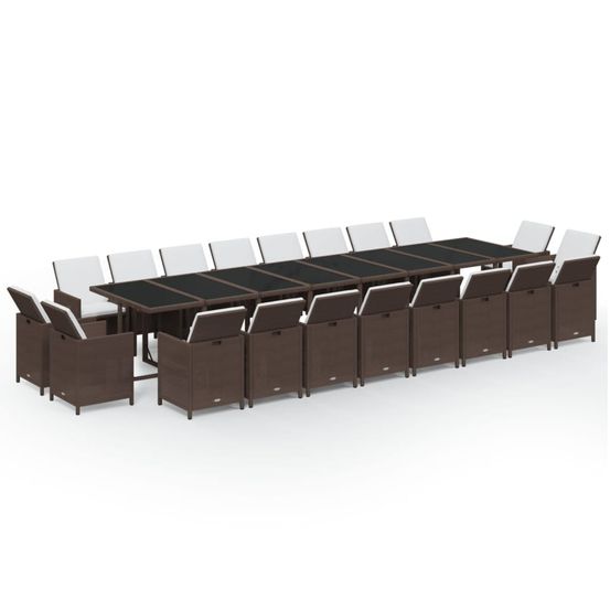 Ensemble à manger de jardin coussins 21 pcs résine tressée