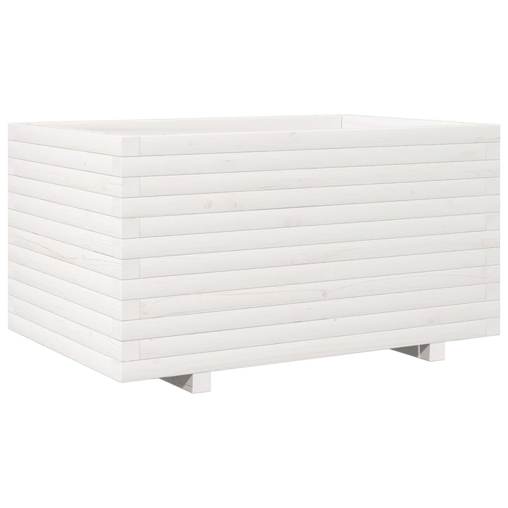 Jardinière blanc 90x60x49,5 cm bois de pin massif