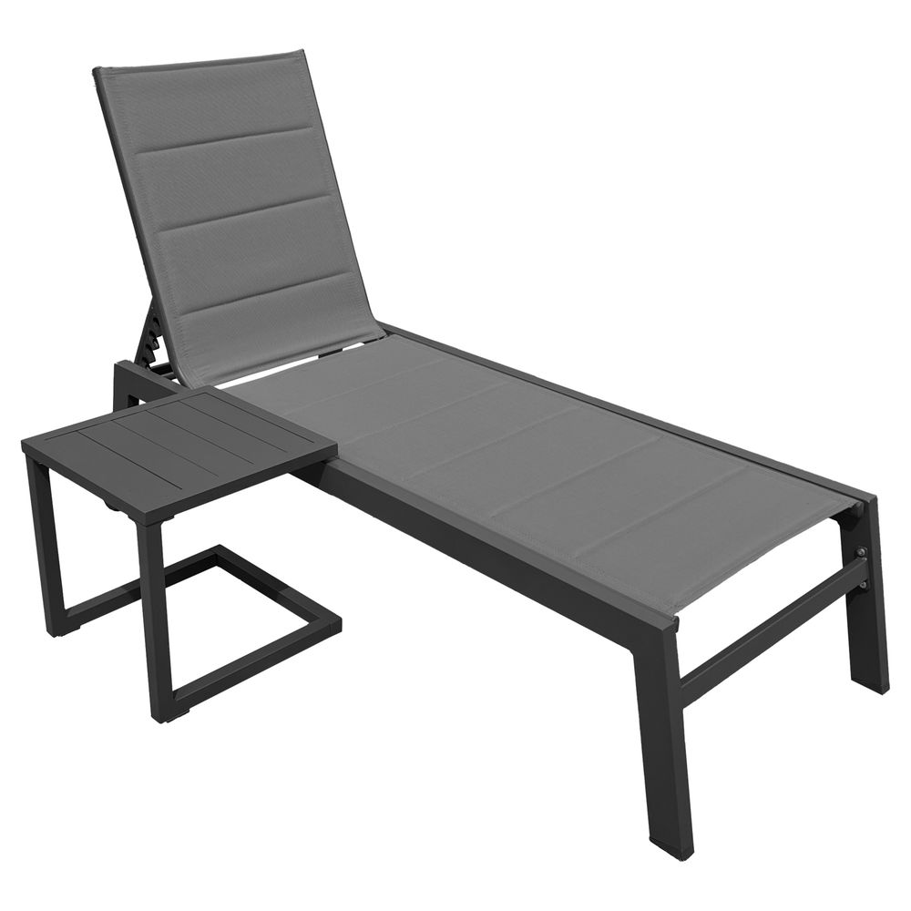 Set transat et table d'appoint barbados textilène gris - aluminium anthracite
