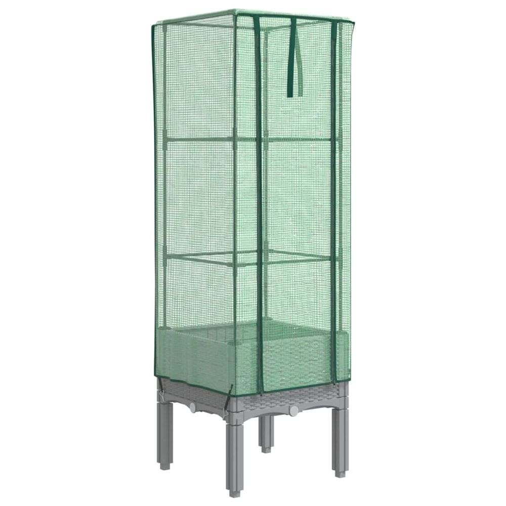 Jardinière d'extérieur surélevée avec housse aspect rotin 40x40x140 cm