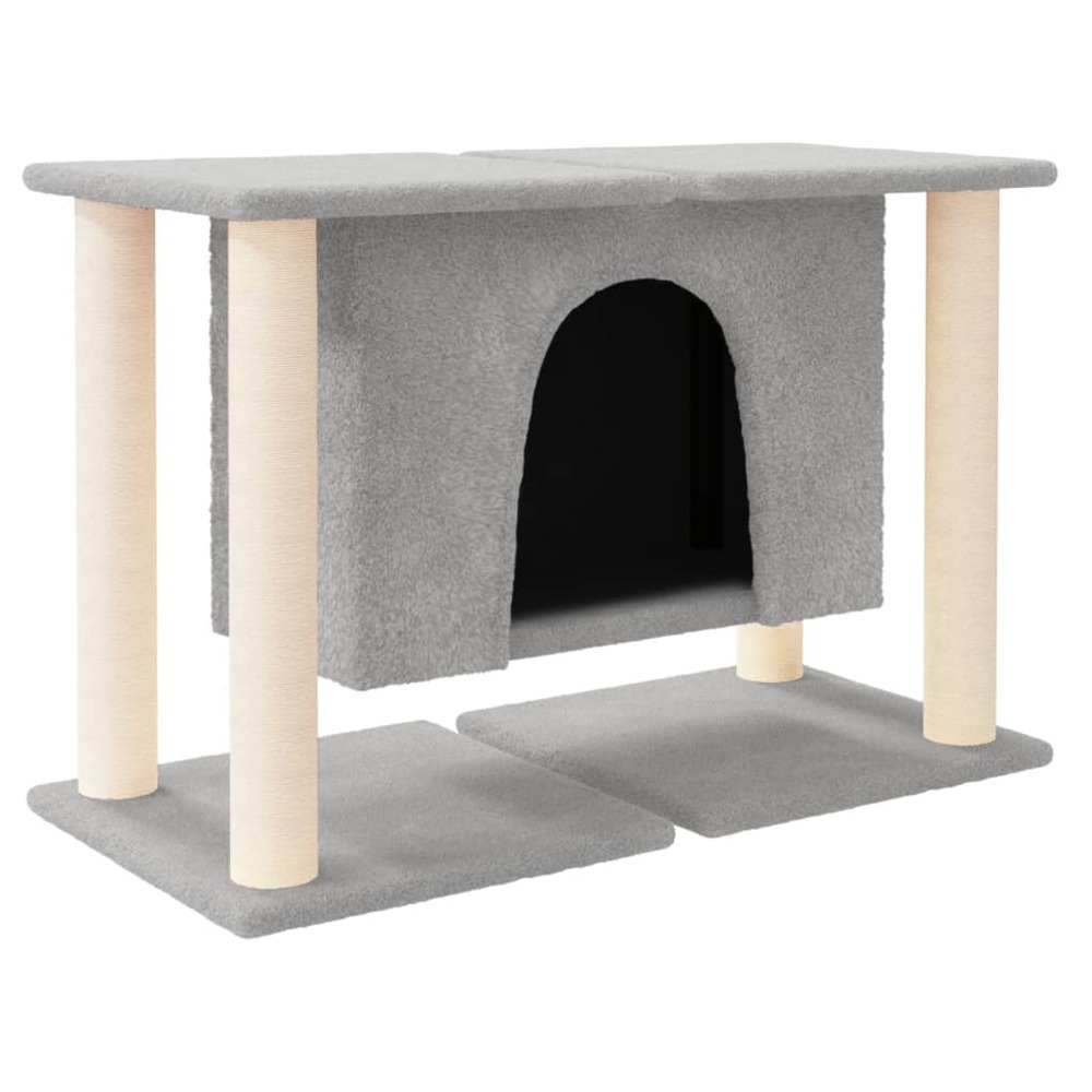Arbre à chat meuble tour grimper jouet grattage grattoir escalade plateforme avec griffoirs en sisal clair 50 cm gris 02_0022