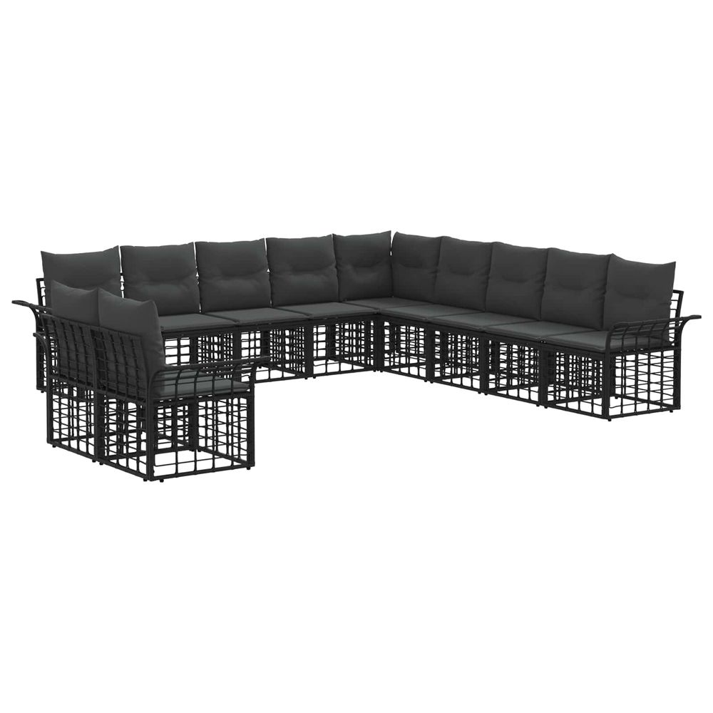 Ensemble de canapés d'extérieur 11 pc noir et gris foncé