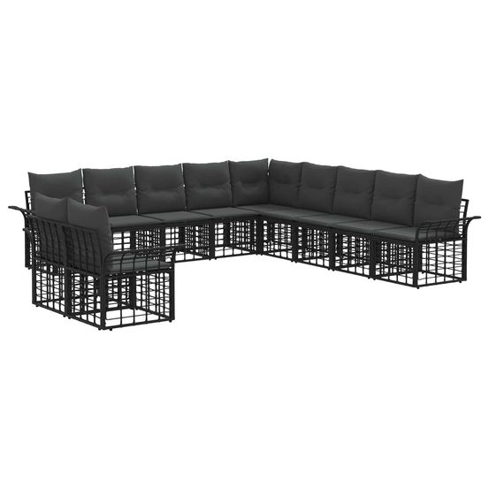 Ensemble de canapés d'extérieur 11 pc noir et gris foncé