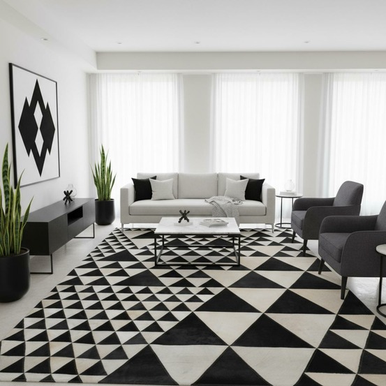 Tapis en peau de vache 80x150 kilm fait à la main noir et blanc