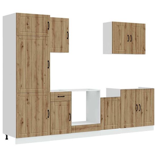 Ensemble d'armoires de cuisine 7 pcs lucca bois d'ingénierie