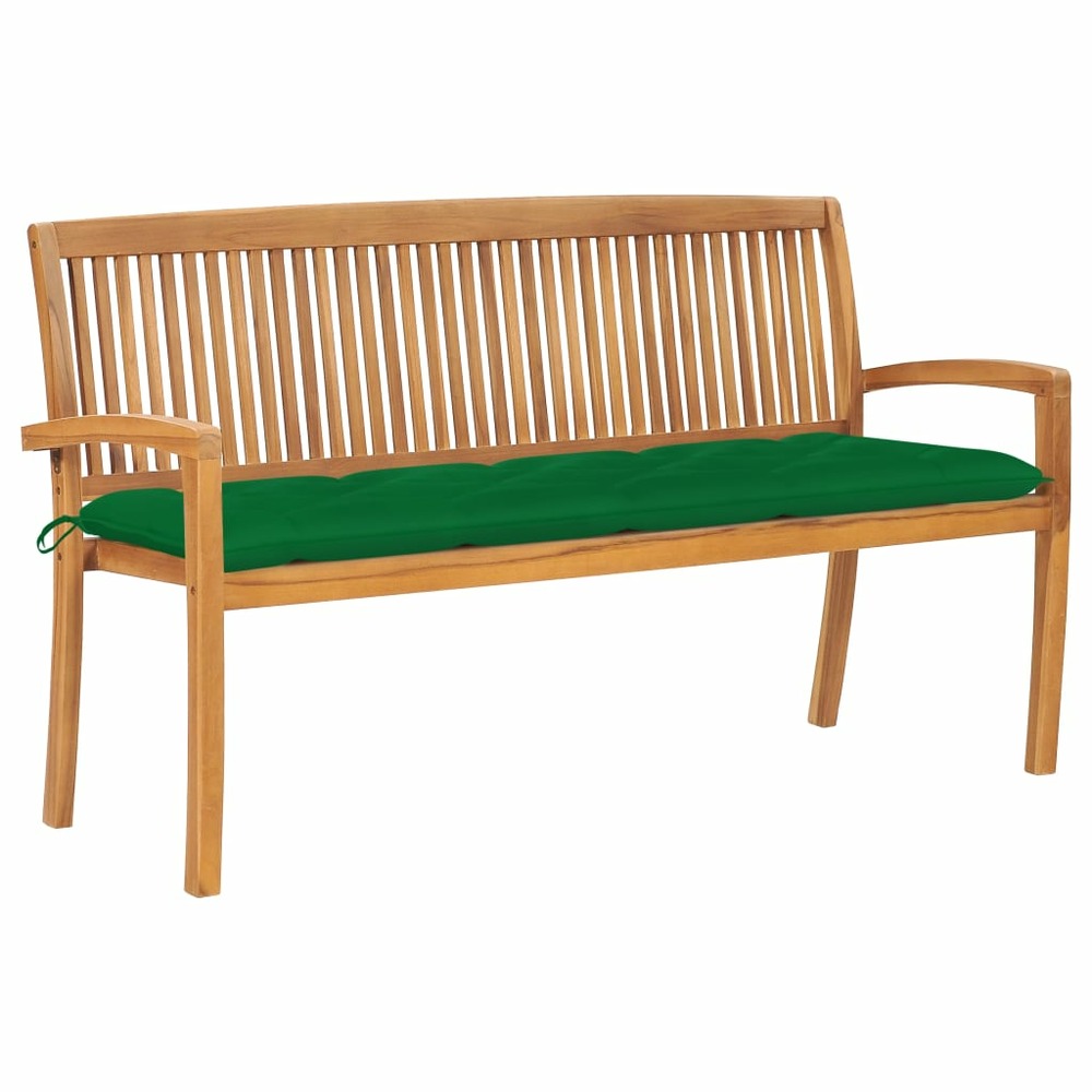 Banc de jardin meuble de patio d'extérieur terrasse empilable et coussin 159 cm bois de teck massif
