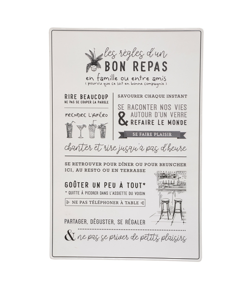 Déco murale citations en métal 38 x 58 cm