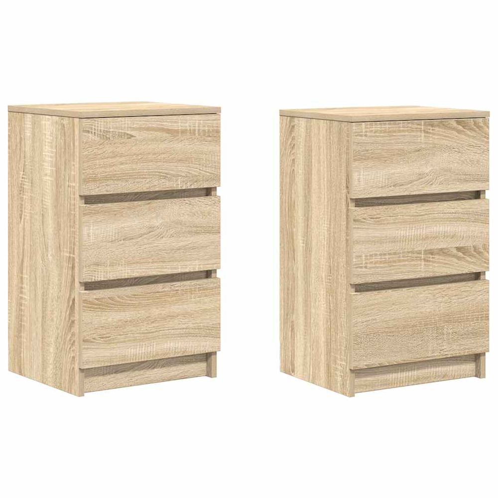 Tables de chevet avec 3 tiroirs 2 pcs chêne sonoma 39x35x65 cm