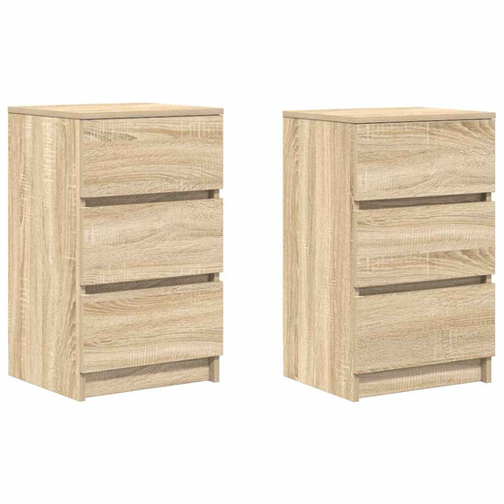 Tables de chevet avec 3 tiroirs 2 pcs chêne sonoma 39x35x65 cm