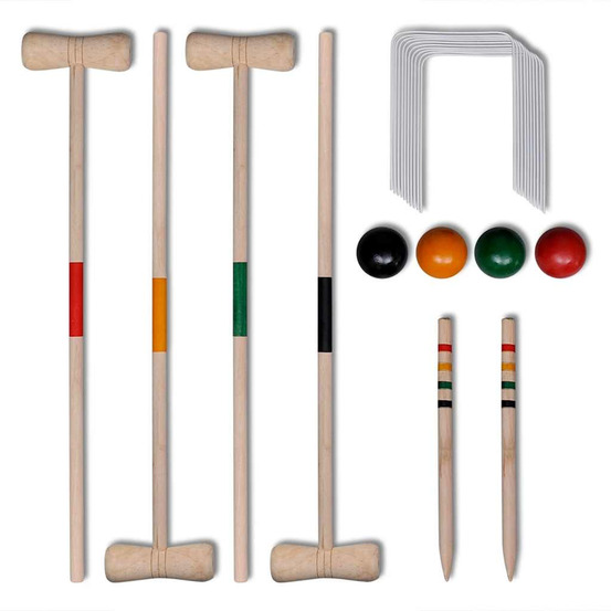 Ensemble de croquet en bois pour 4 joueurs