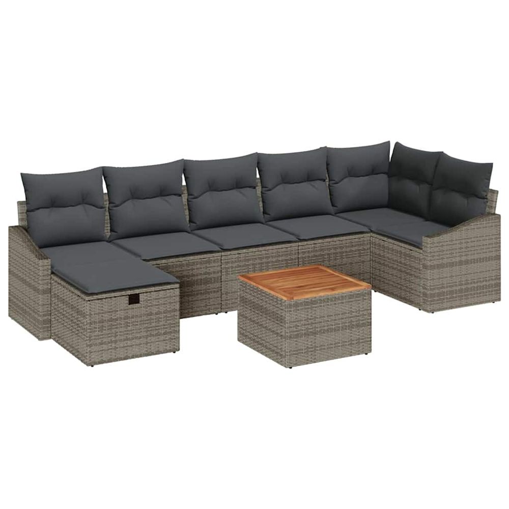 Ensemble de canapé de jardin 8 pc gris polyrotin