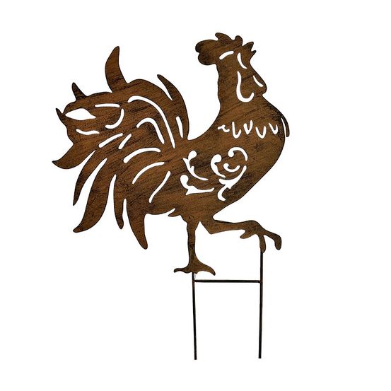 Silhouette déco jardin coq 40x53cm