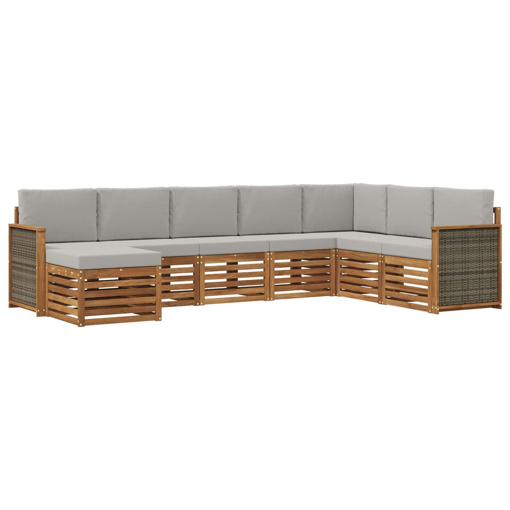 Ensemble de canapés d'extérieur 6 pcs naturel et gris clair