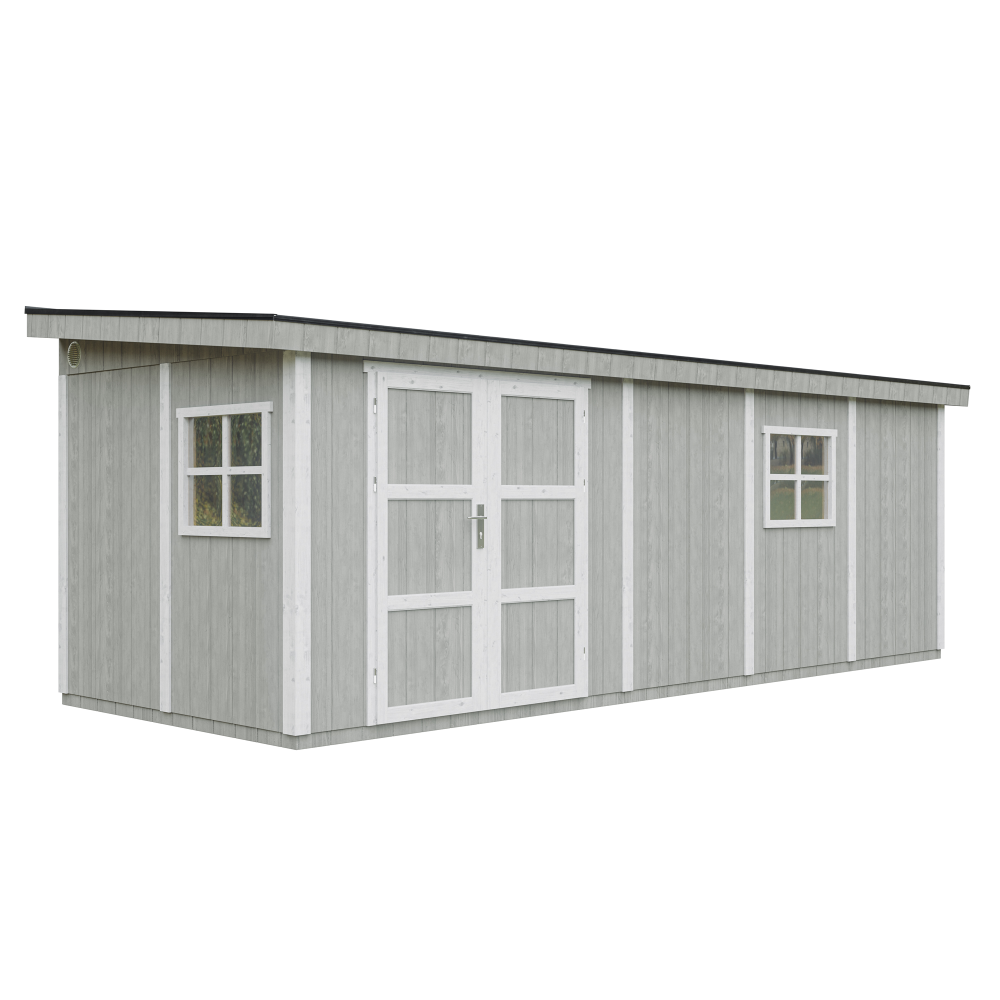 Abri de jardin qualité premium 14,30 m² - h231x248x648 cm - timbela m941-tundra grey