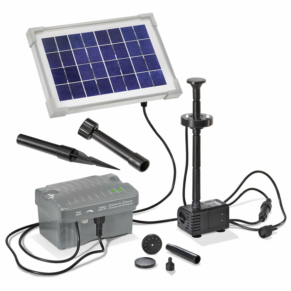 Kit pompe de bassin solaire esotec palermo 5/330 avec boîtier d'accumulateurs et anneau lumineux led 101775