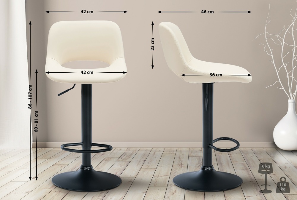 Lot de 2 tabourets de bar camden simili cuir noir