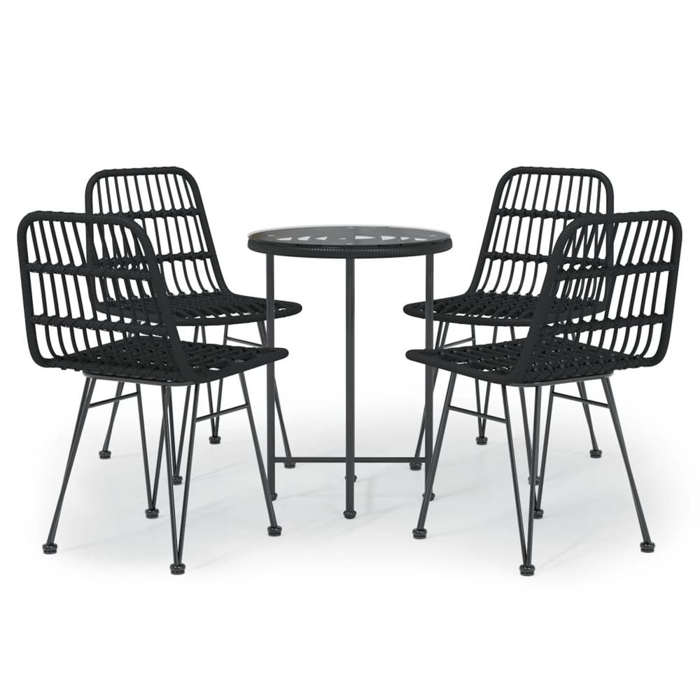 Ensemble à manger de jardin 5 pcs noir résine tressée