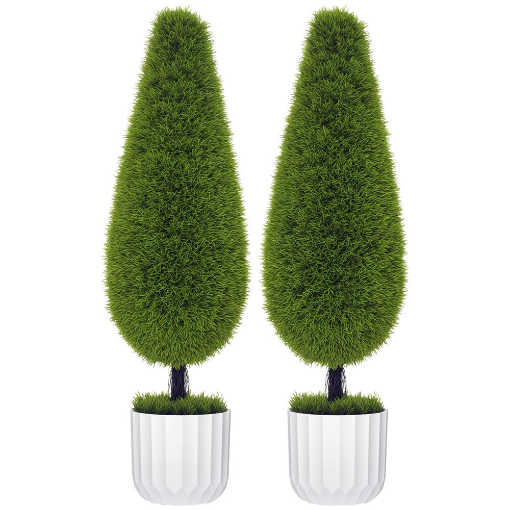 Lot 2 cyprès artificiels pe décoration intérieur pot ciment inclus 90cm